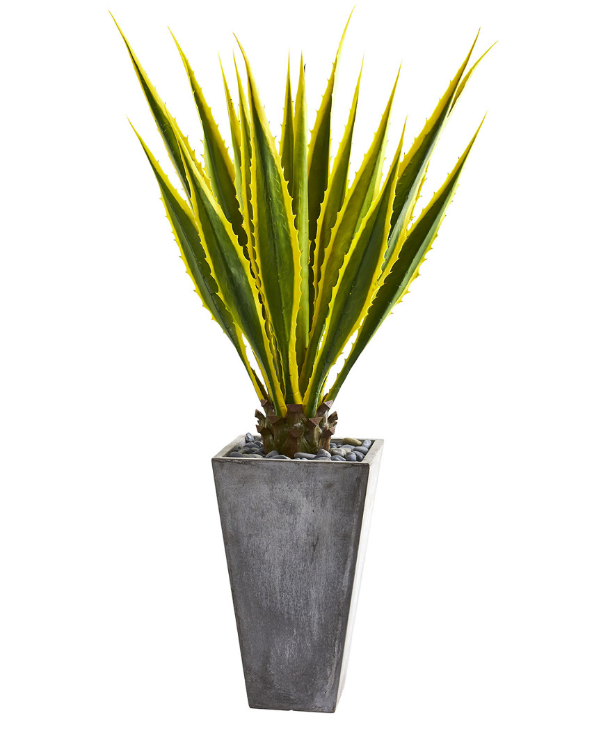 Nearly Natural Agave Artificial Plant In Gray Planter