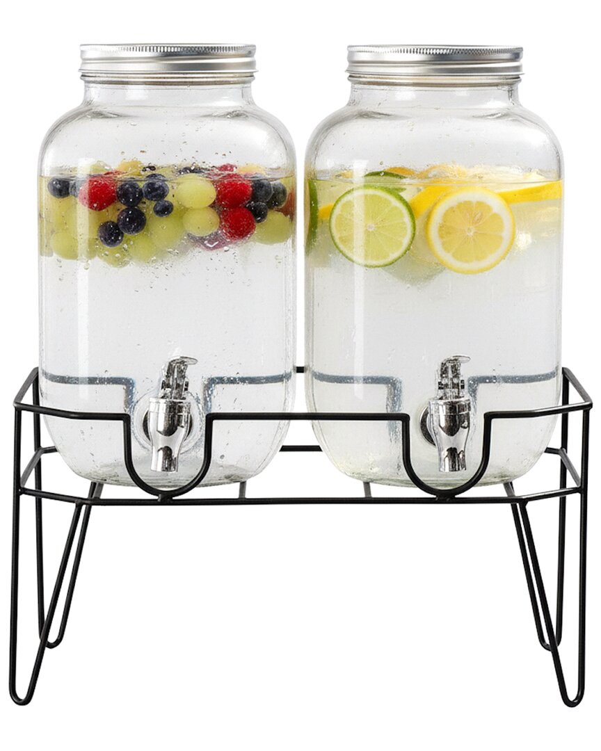 Stylesetter Clifford Set Of 2 Gallon Dispensers With Infuser & Stand In Transparent