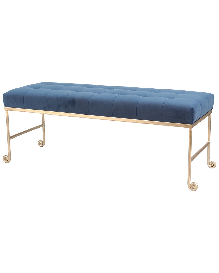Peninsula Home Collection 57in Justin Velvet Bench In Navy