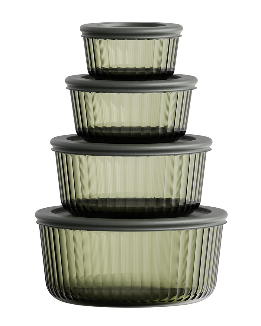 Genicook Stria Olive 3pc Round Container Set In Black