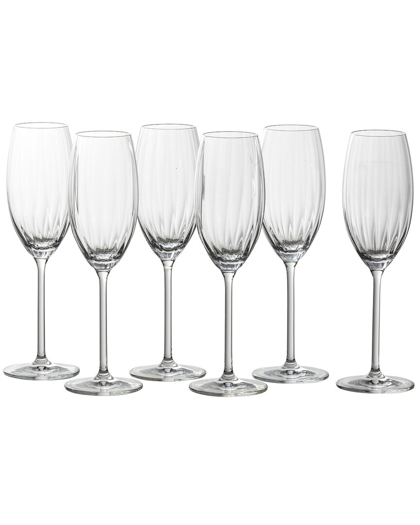 Zwiesel Glas Set Of 6 Prizma 9.7oz Champagne Flutes In Transparent