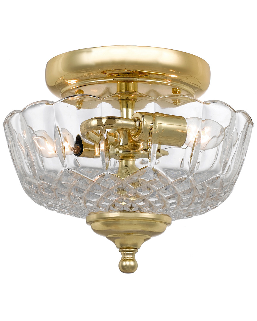 Crystorama 2-light Polished Brass Lead Crystal Ceiling Mount