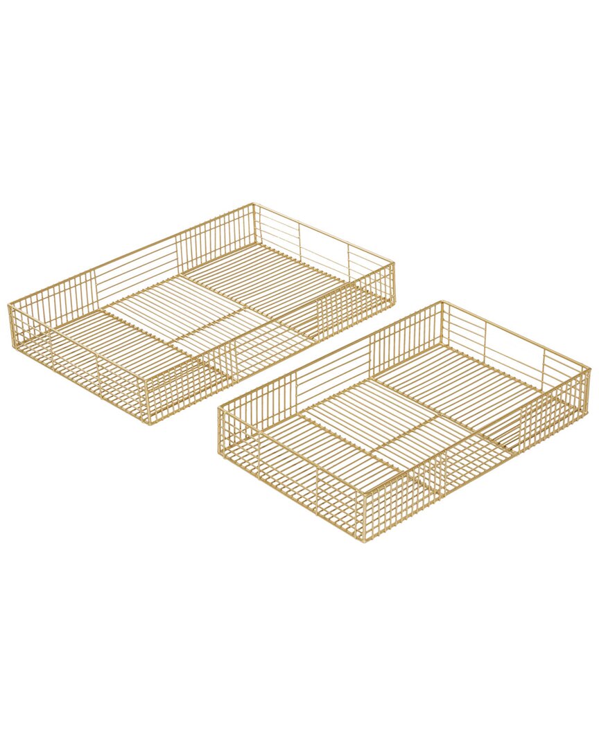 Cosmoliving By Cosmopolitan Set Of 2 Baskets In Gold