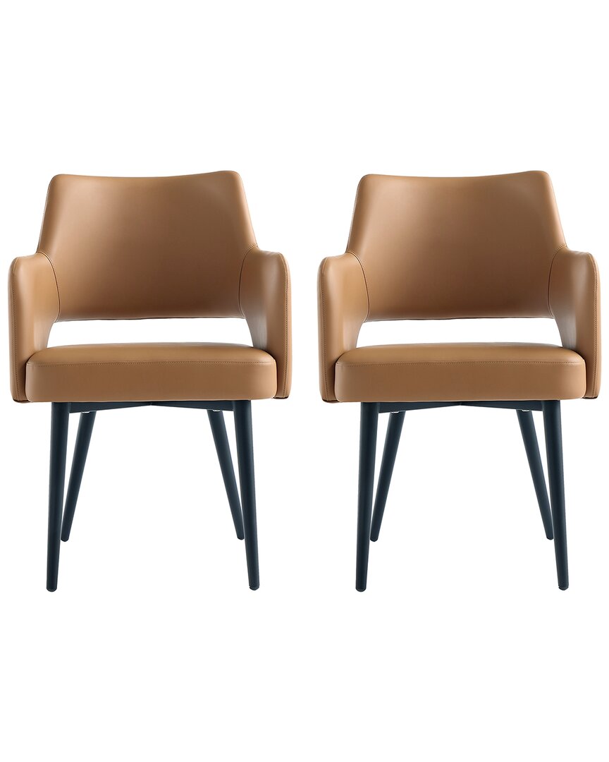 Manhattan Comfort Tremont Modern Leatherette Dining Arm Chair With Metal Legs