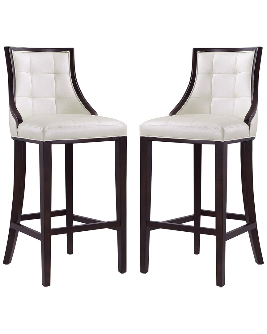 Manhattan Comfort Set Of 2 Fifth Avenue Bar Stools In White