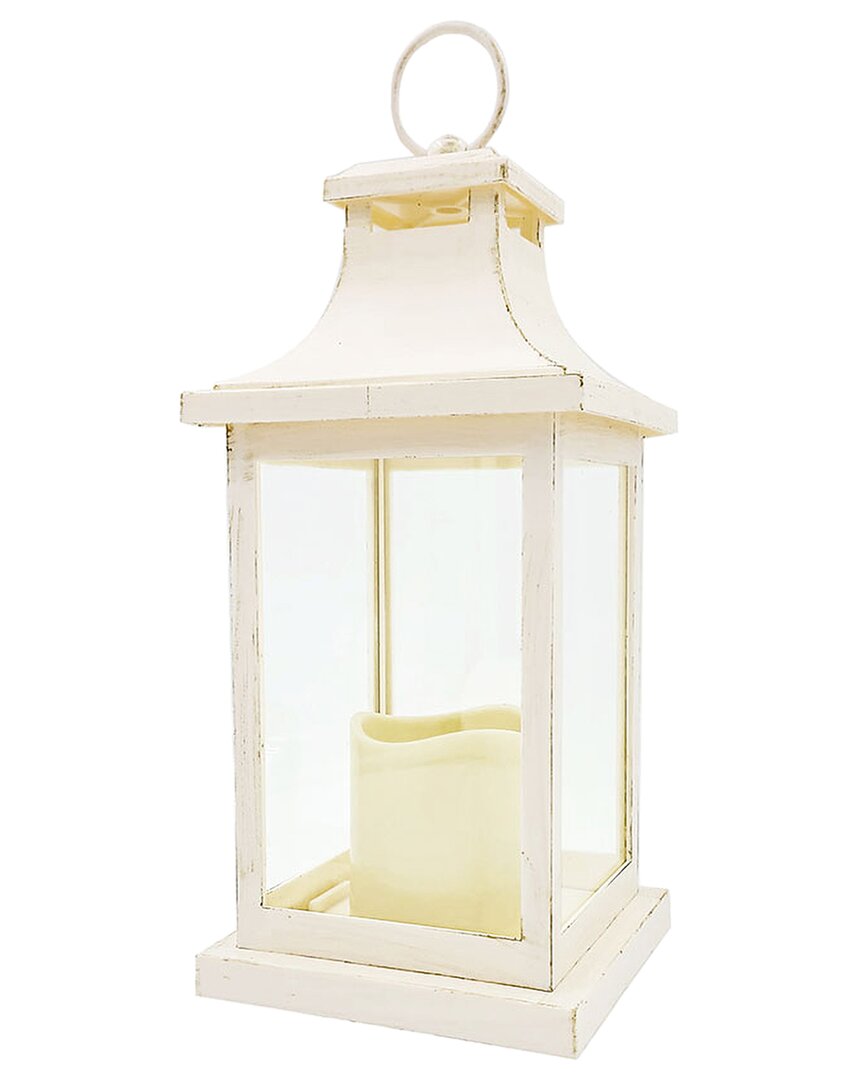 Kate Aspen Hampton Led Vintage Decorative Lantern In White