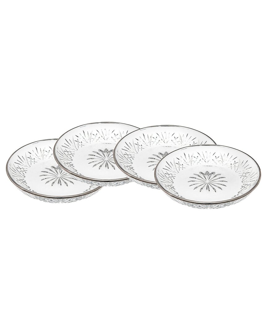 Godinger Set Of 4 Dublin Crystal Rimmed Dessert Plates