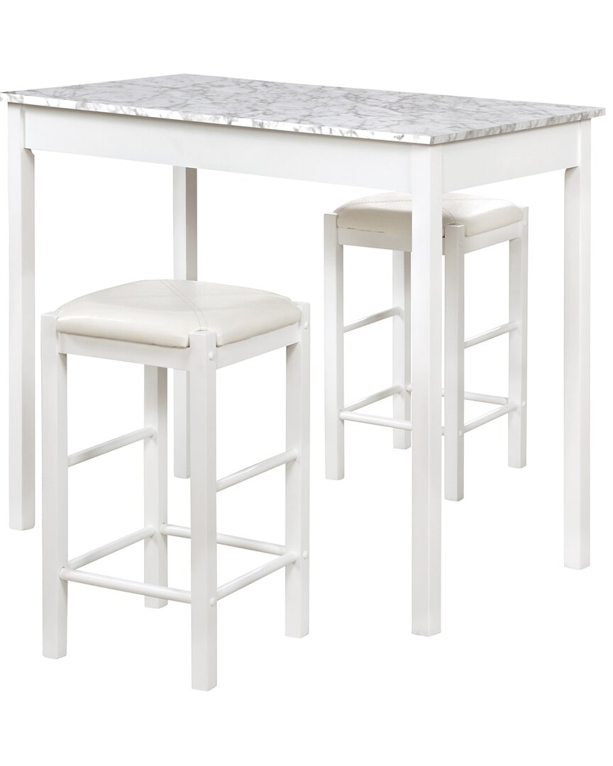 Linon Tavern Dining Table With 2 Counter Stools In White