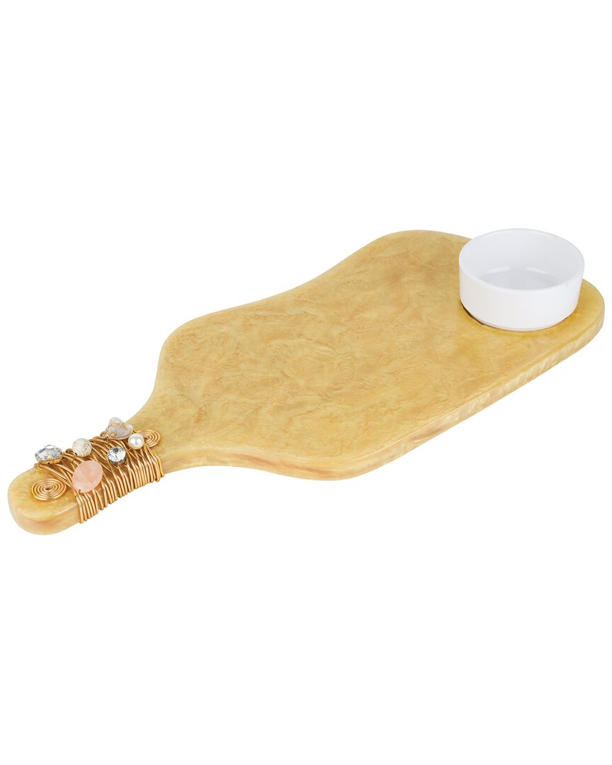 Tiramisu Embellished Pearl Chips & Dip Platter In Gold