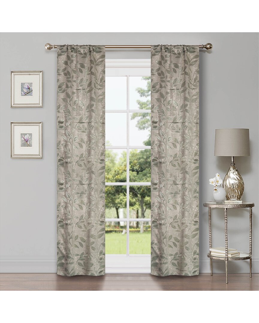 Superior 26x84 Leaves Modern Bohemian Blackout 2pc Curtain Panel Set In Green