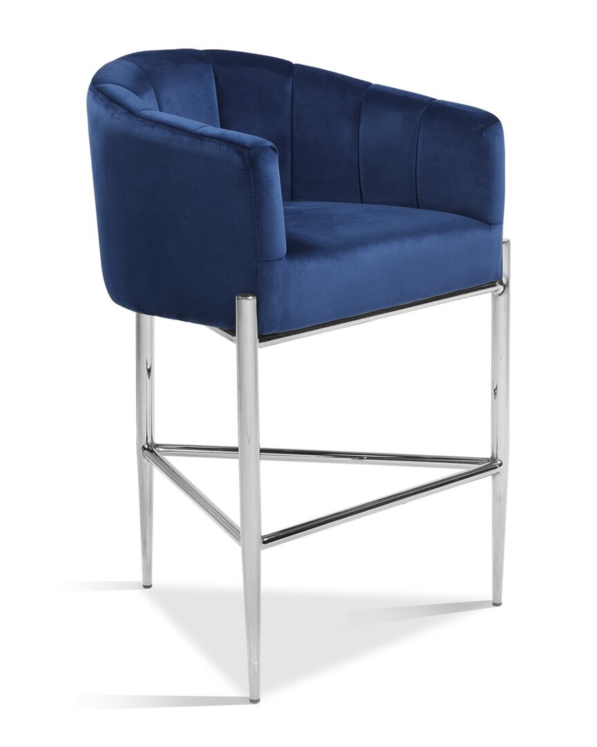 Chic Home Cyrene Bar Stool With Chrome Legs In Navy