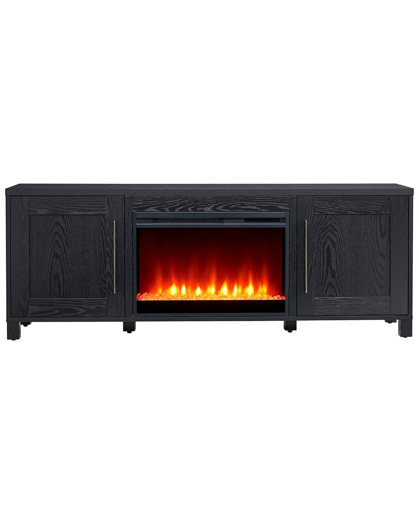 Abraham + Ivy Chabot Rectangular Tv Stand With 26 Crystal Fireplace For Tvs Up To 80 In Black