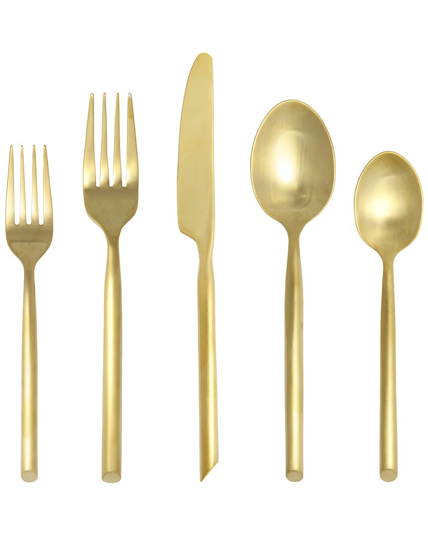 Fortessa Capri 18/10 Stainless Steel 5pc Flatware Set (service For 1) In Gold