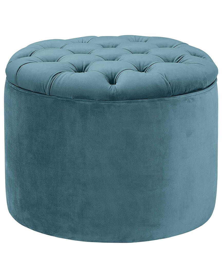 Tov Furniture Queen Velvet Storage Ottoman In Blue