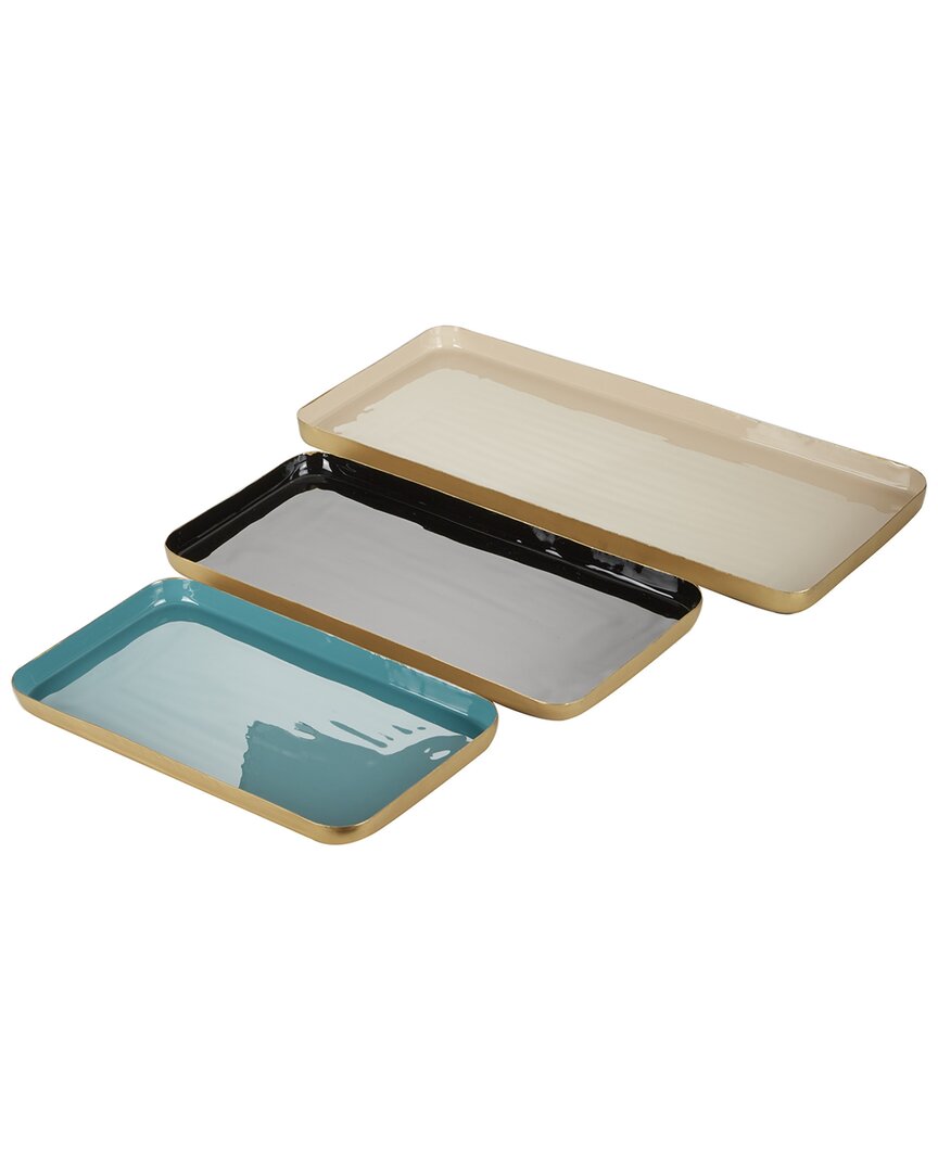 Peyton Lane Set Of 3 Mango Wood Trays In Multicolor