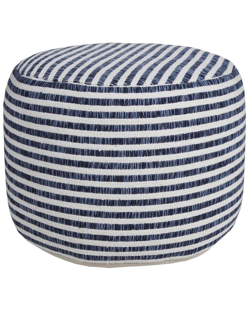 Lr Home Madilyn Blue/white Striped Hand-woven Ottoman Pouf