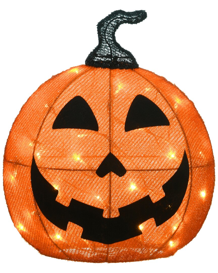 National Tree Company 16" Pre-lit Happy Jack-o-lantern In Orange