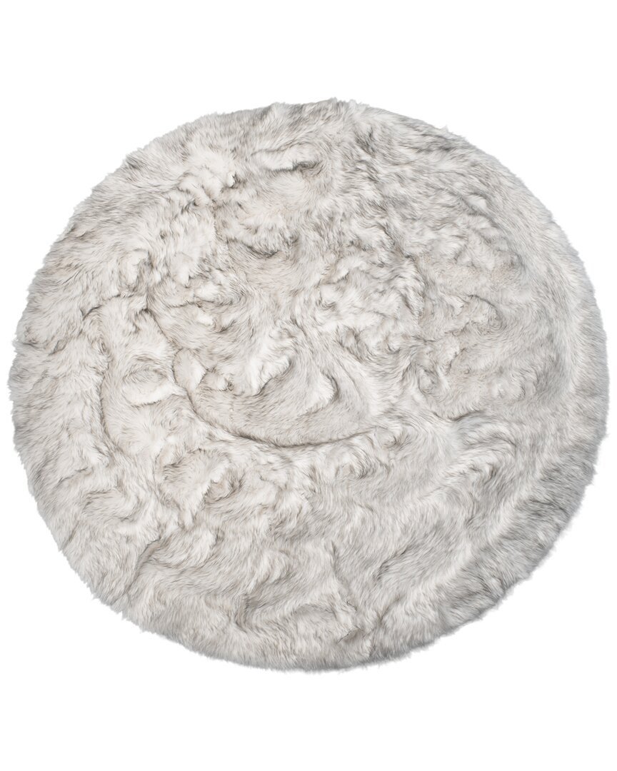 Natural Group Arlington Machine Washable Round Faux Fur Rug In Grey