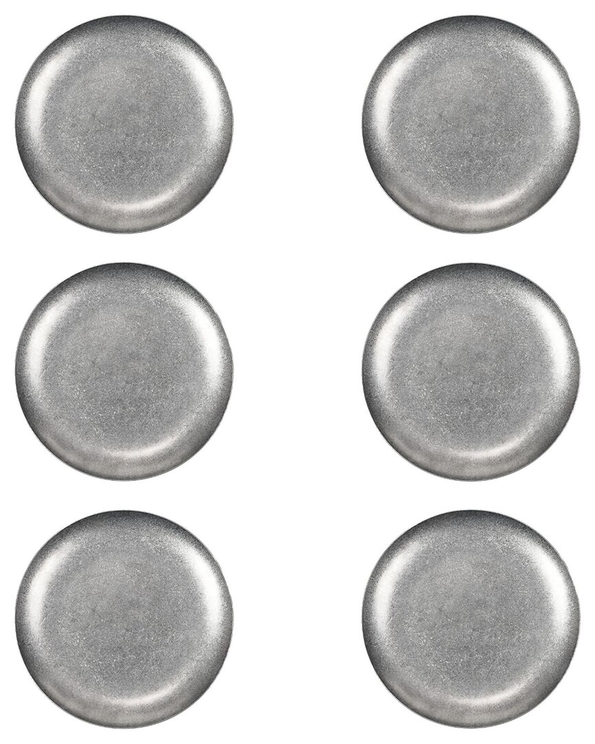 10 Strawberry Street Set Of 6 Moab Stainless Steel Coupe Dinnerware: 10.25in Round Plate