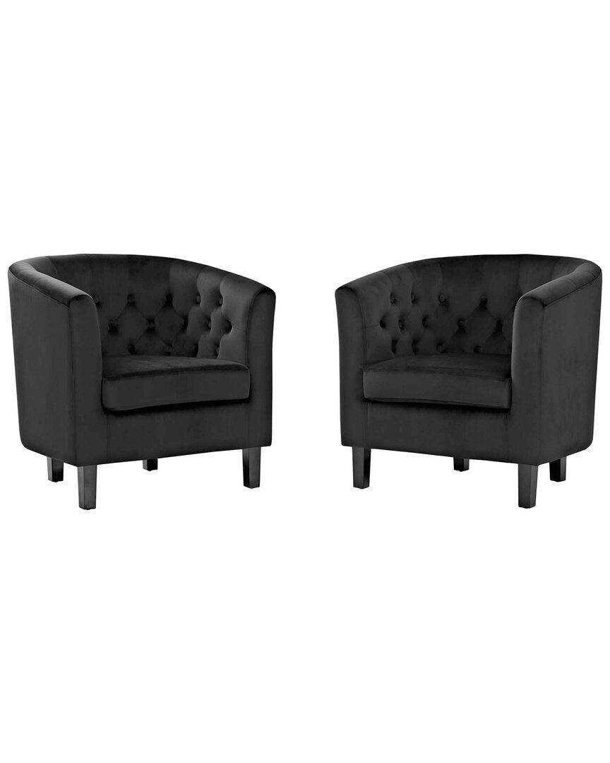 Modway Prospect 2 Piece Performance Velvet Armchair Set In Black