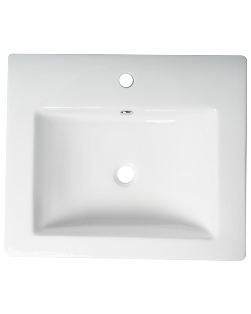 Alfi White 24in Rectangular Semi Recessed Ceramic Sink With Faucet Hole