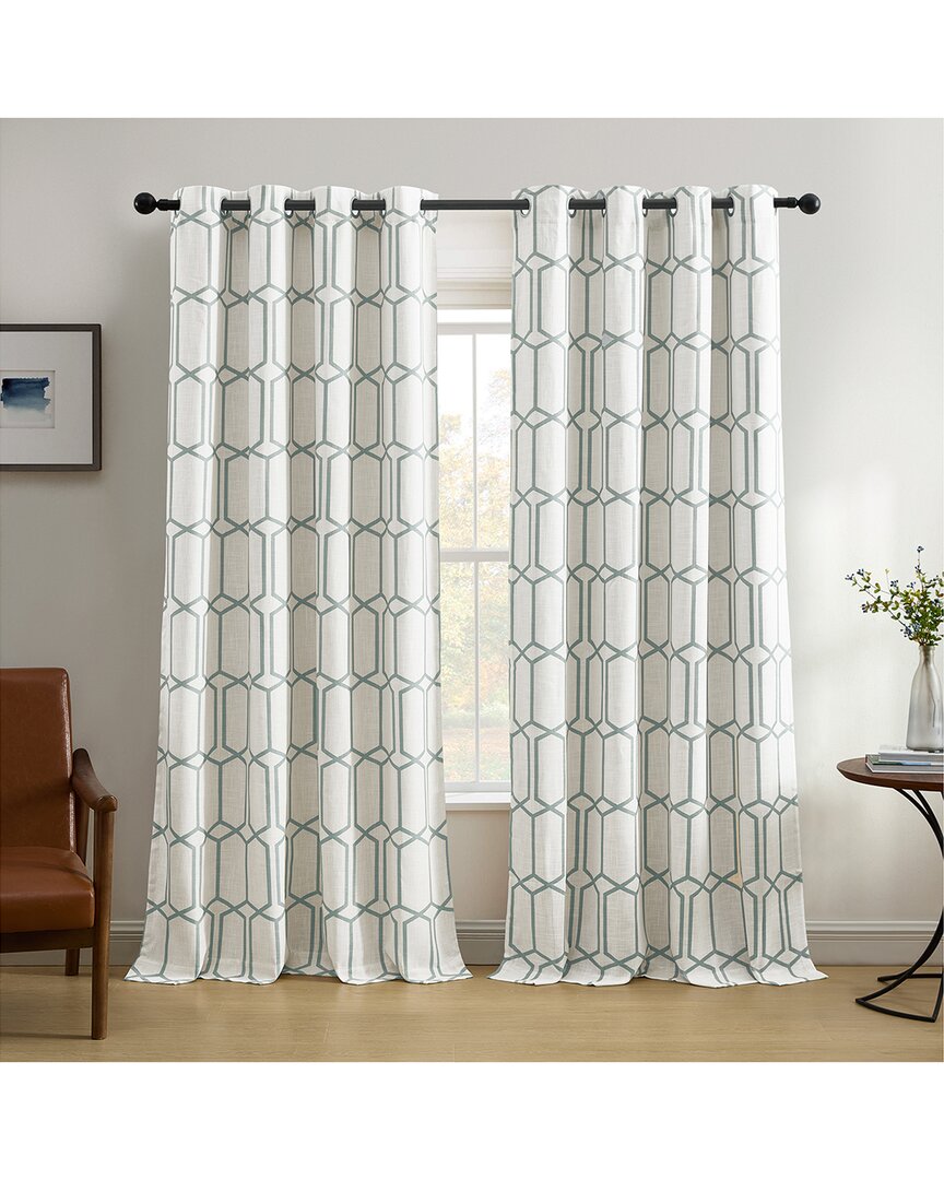 Elrene Kaiden Geometric Room Darkening Window Curtain In White