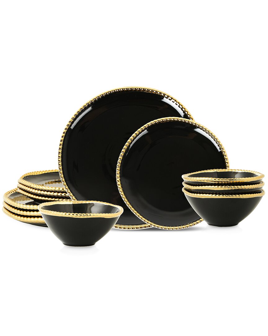 Christian Siriano Akoya 12pc Dinnerware Set In Black