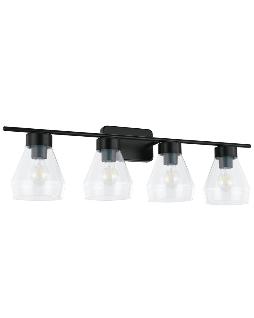 Eglo Montey 4 Light Bath/vanity Light With Matte Black Finish & Clear Glass Shades