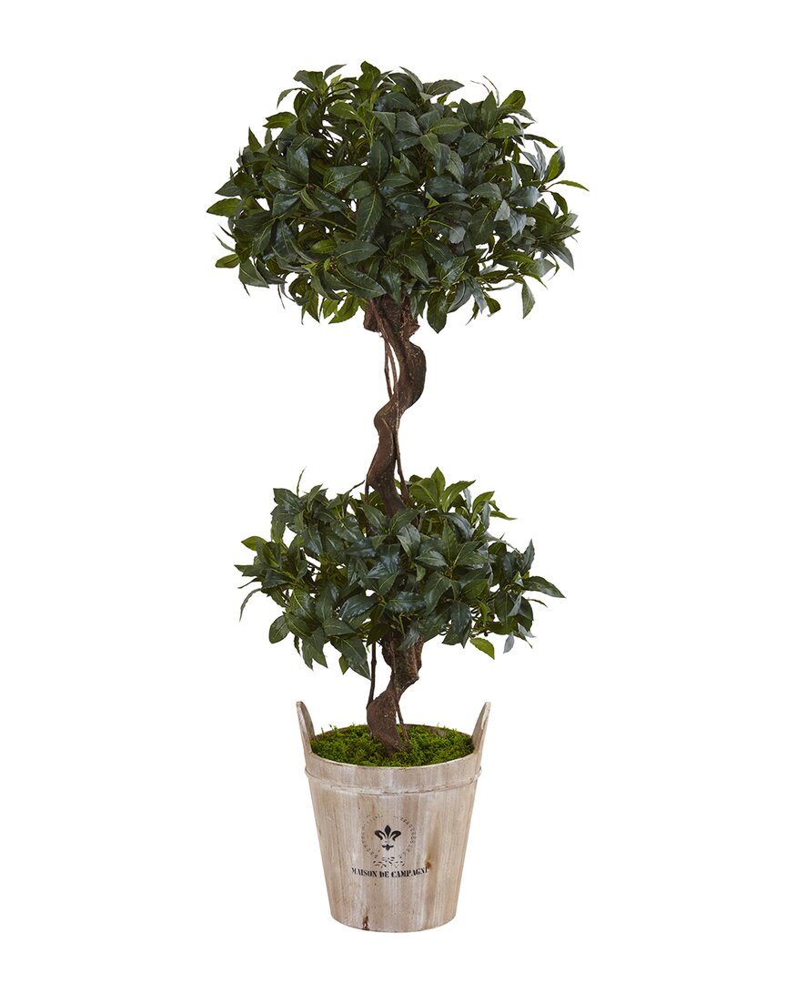 Nearly Natural 4.5ft Sweet Bay Artificial Tree In Farmhouse Planter In Green