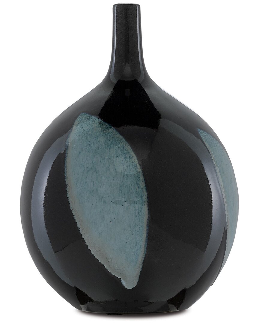 Currey & Company Let Us Twist The Glass Round Vase In Black