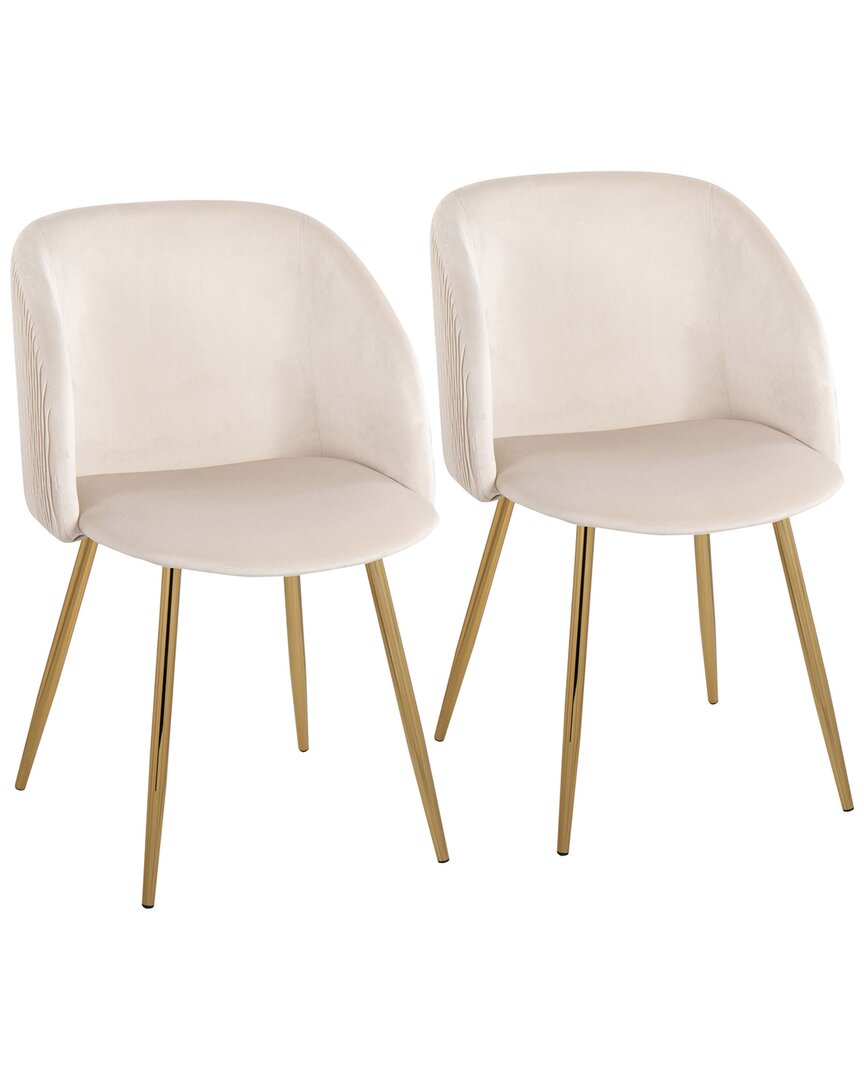 Lumisource Fran Pleated Waves Chair Set Of 2 In Gold