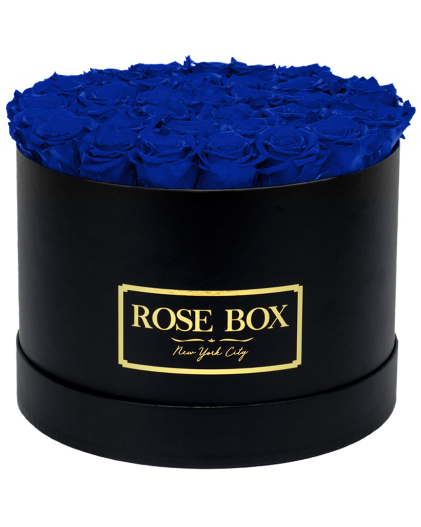 Rose Box Nyc Large Black Box With Night Blue Roses