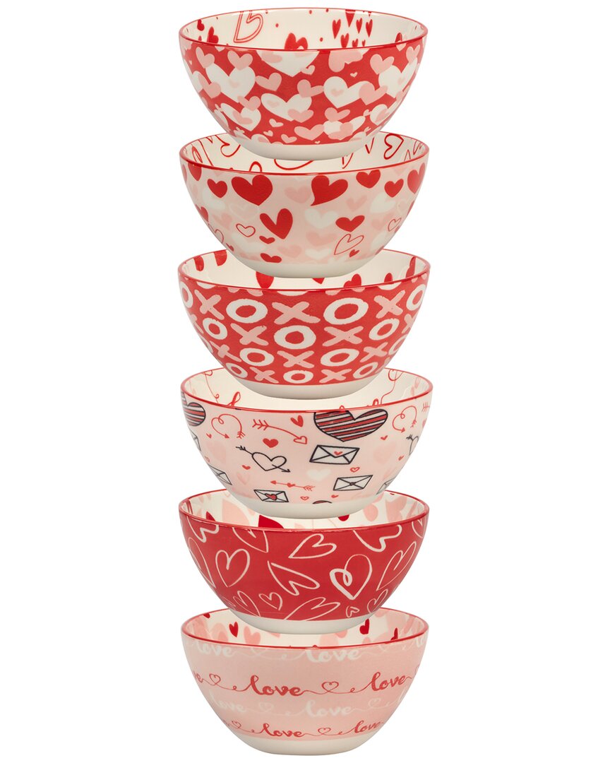 Certified International Set Of 6 Valentine's Day Bowls