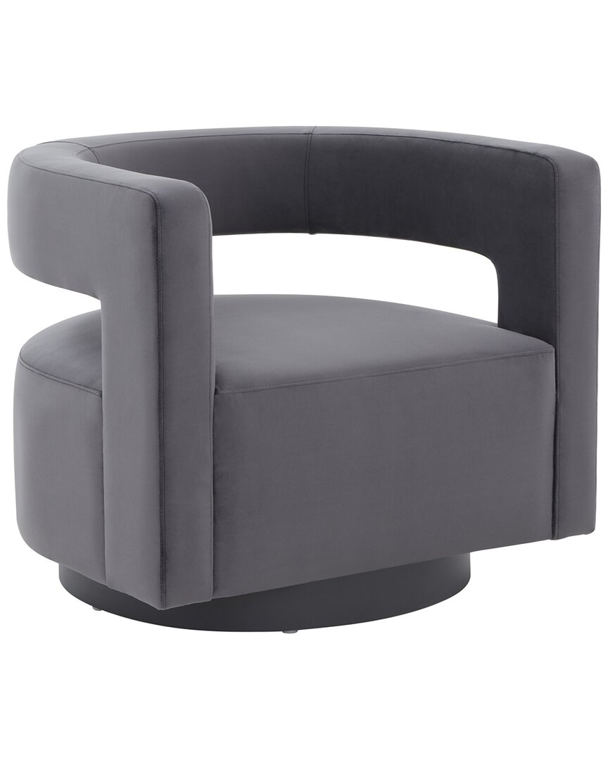 Safavieh Couture Edgar Velvet Swivel Chair In Grey