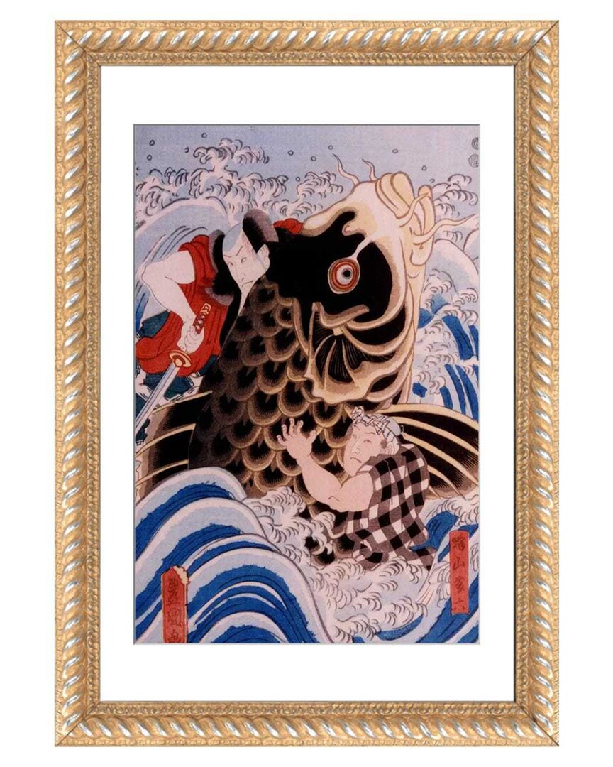 Icanvas Samurai Wrestling Giant Koi Carp By Unknown Artist Wall Art