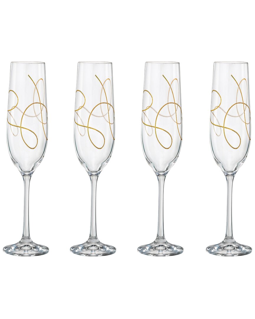Barski European Lead-free Crystalline Wedding Champagne Flute Glasses Set Of 2 In Clear