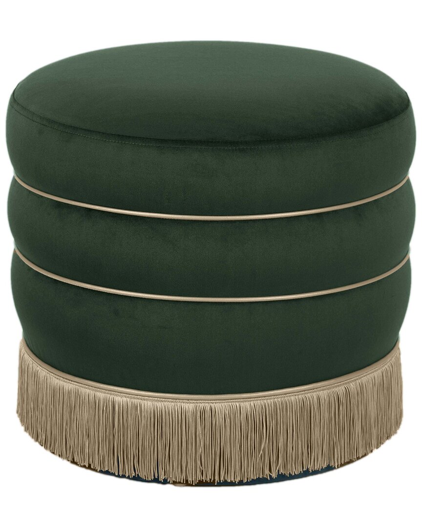 Tov Furniture Lakka Velvet Ottoman In Green