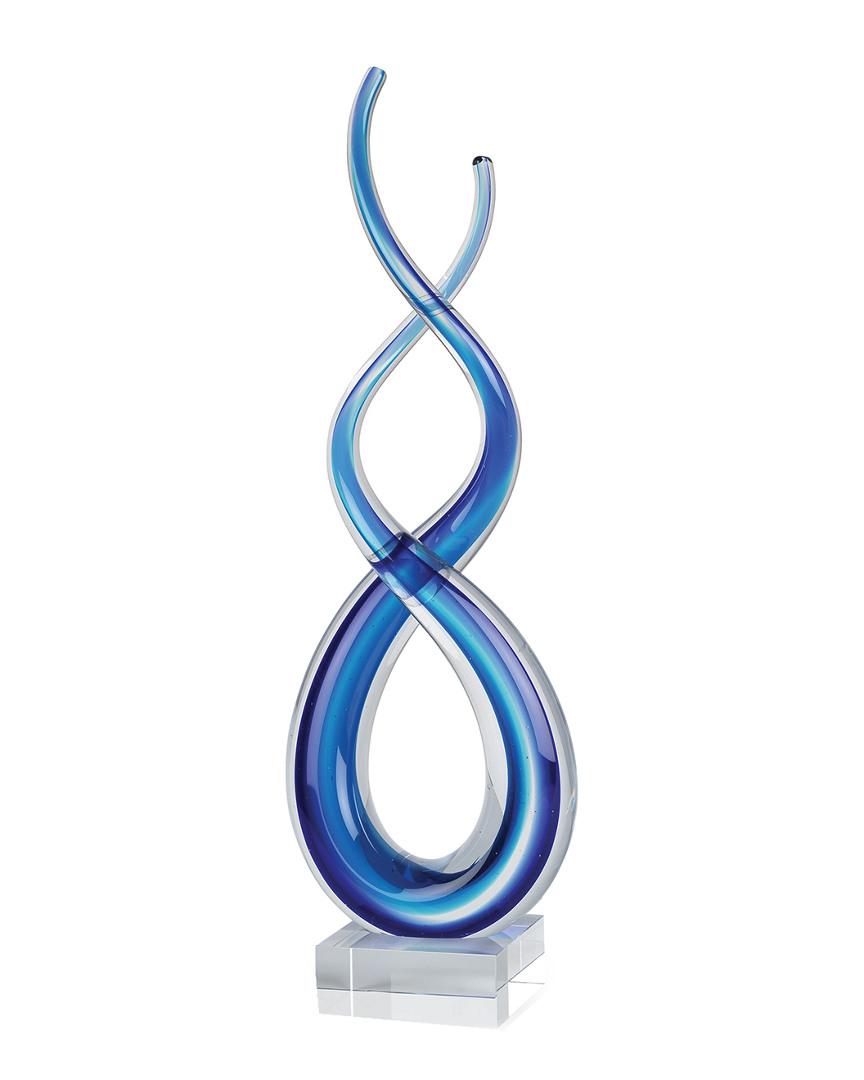 Badash Crystal Touch Of The Blues Murano Style Art Glass Centerpiece In Multi