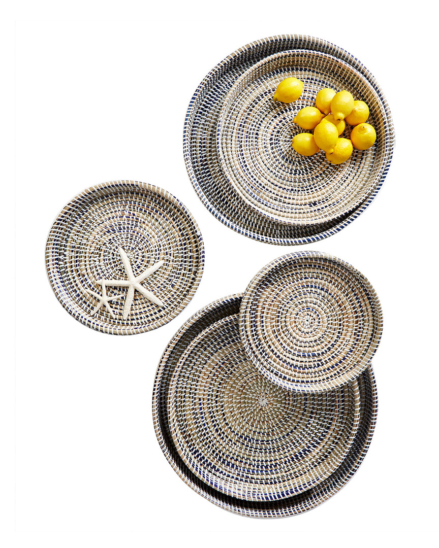 Two's Company Set Of 6 Nested Woven Trays