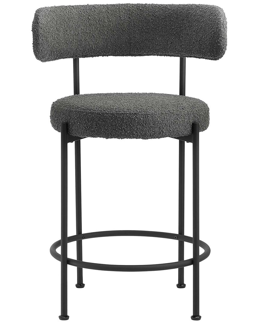 Modway Set Of 2 Albie Boucle Fabric Counter Stools In Grey