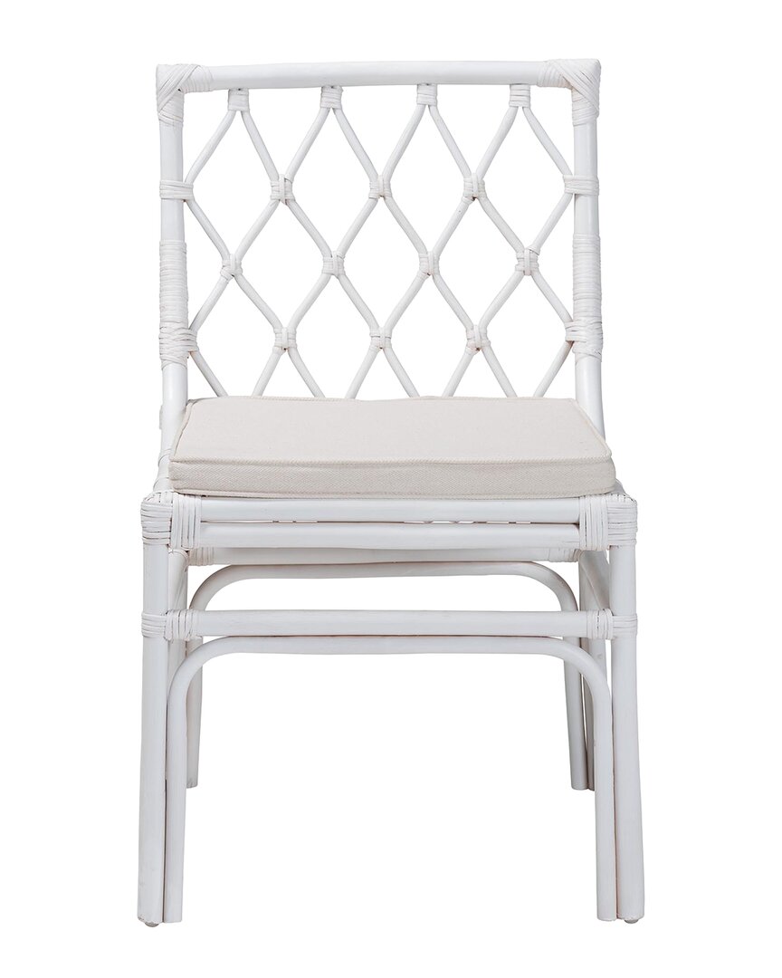 Baxton Studio Carwyn Bohemian Rattan Dining Chair In White
