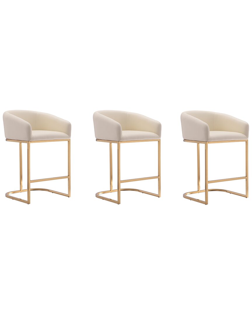 Manhattan Comfort Set Of 3 Louvre Counter Stools