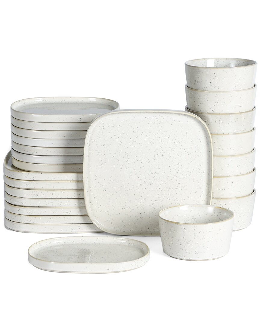 Stone Lain Cairo 24pc Stoneware Dinnerware Set In White