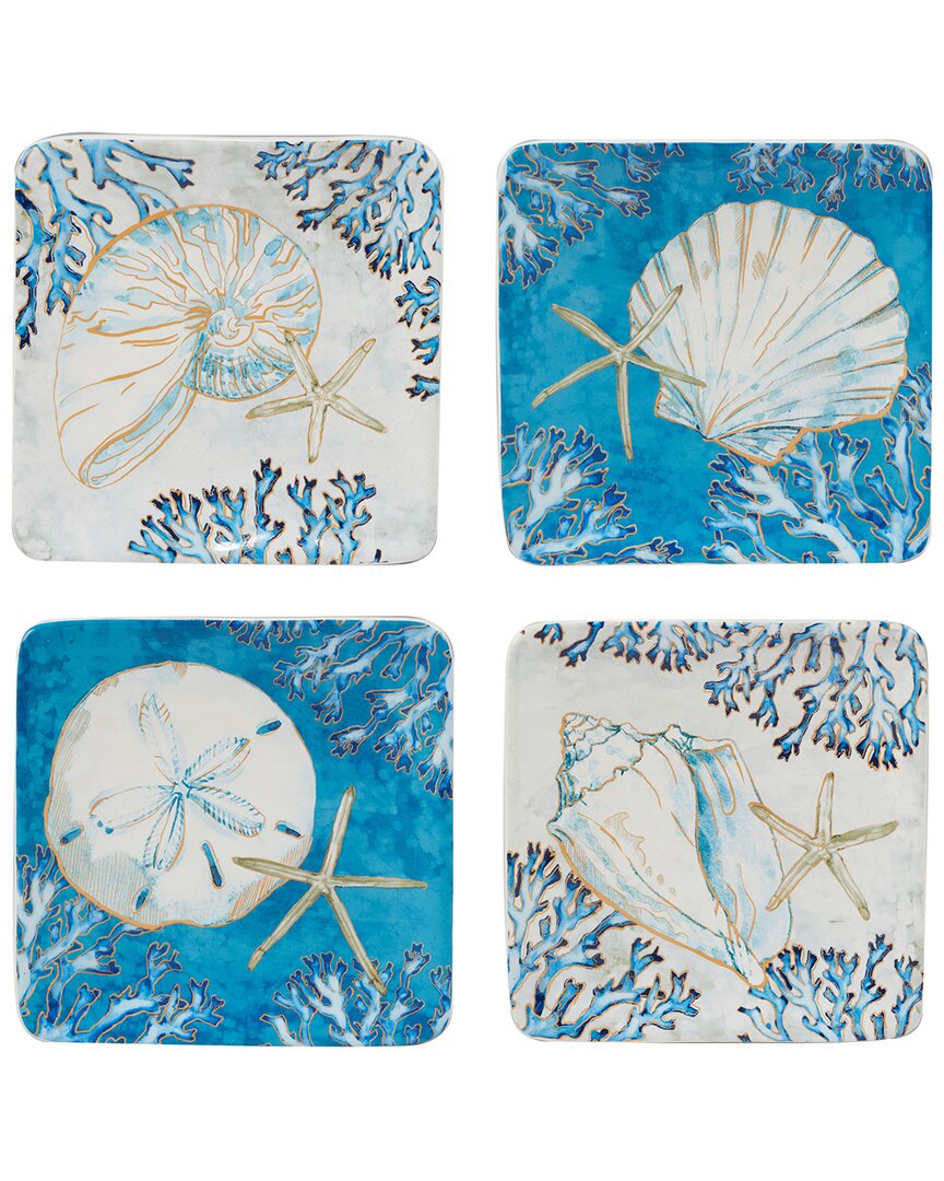 Certified International Playa Shells Set Of 4 Canape Plates