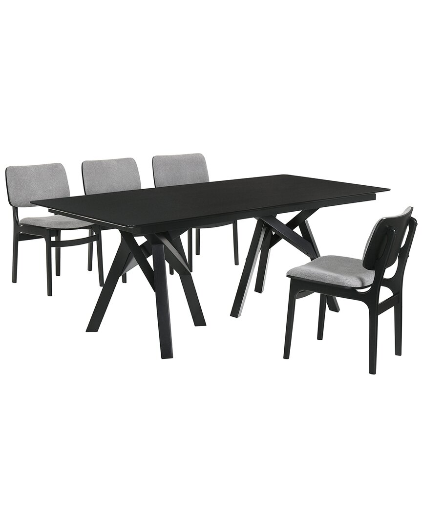 Armen Living Cortina And Lima 5pc Rectangular Dining Set In Gray