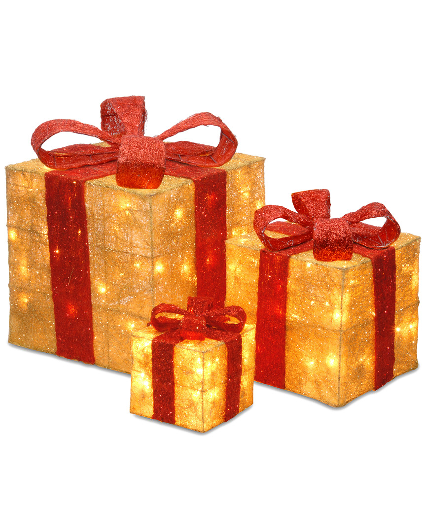 NATIONAL TREE COMPANY NATIONAL TREE COMPANY SET OF 3 SISEL GIFT BOXES