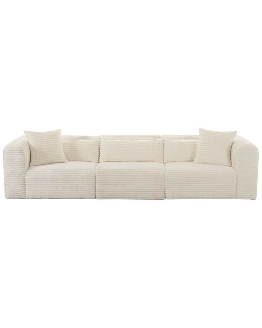 Tov Furniture Tarra Fluffy Oversized Cream Corduroy Modular Sofa