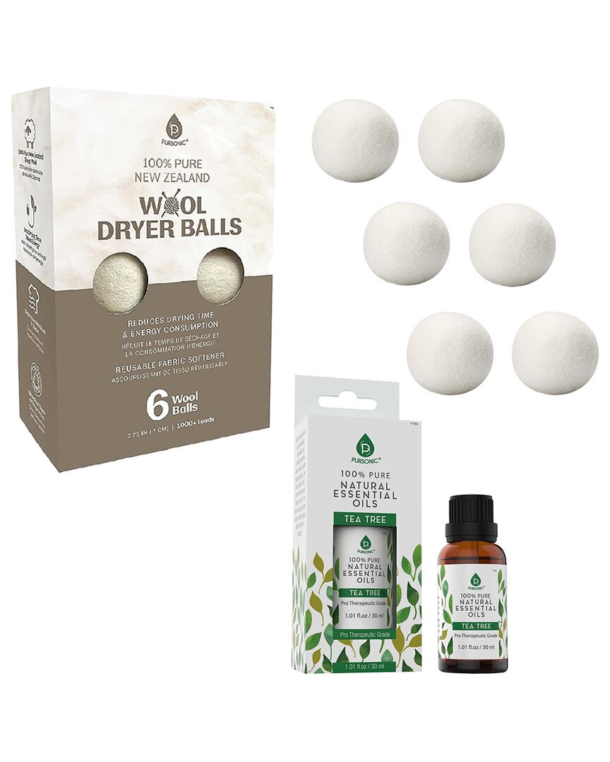 Pursonic Laundry Care Bundle Wool Dryer Balls & Essential Oil Set In Multi