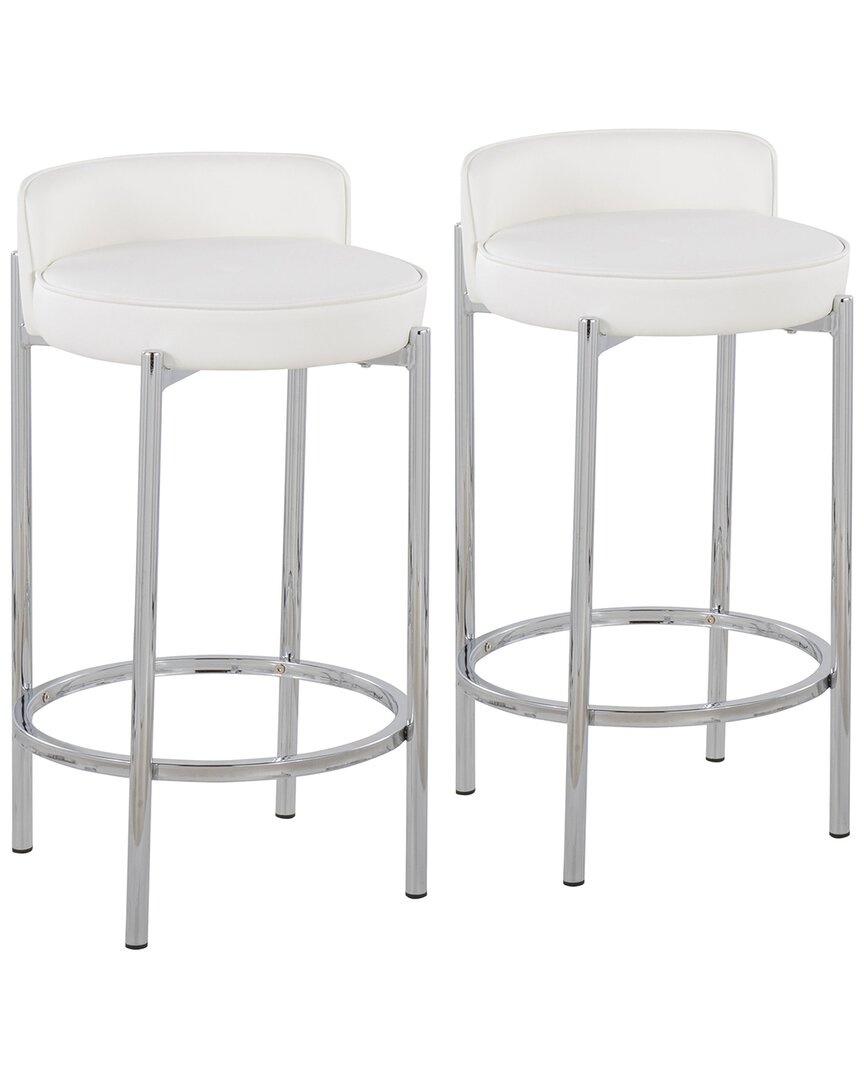 Lumisource Chloe Counter Stool Set Of 2 In Silver