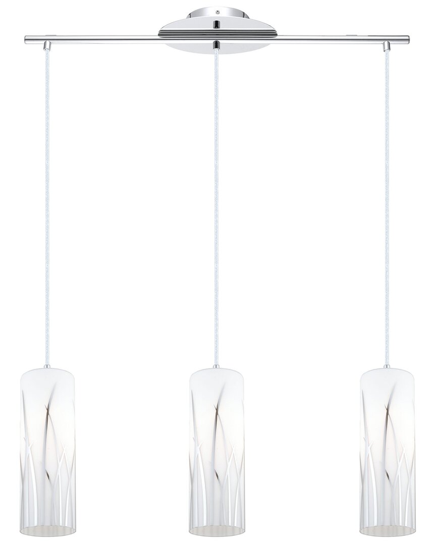Eglo Rivato 3 Light Linear Pendant With Chrome Finish & White With Chrome Accents Glass Shades